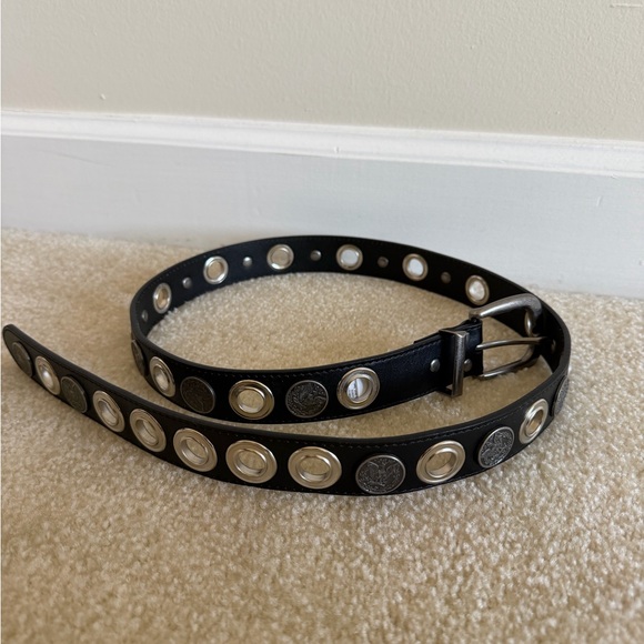 Banana Republic Black Leather Coin & Grommet Belt size small